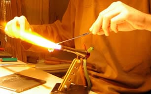 Hand blown glass being created on torch