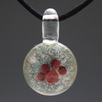 Red Pawprint Glass Cremation Pendant